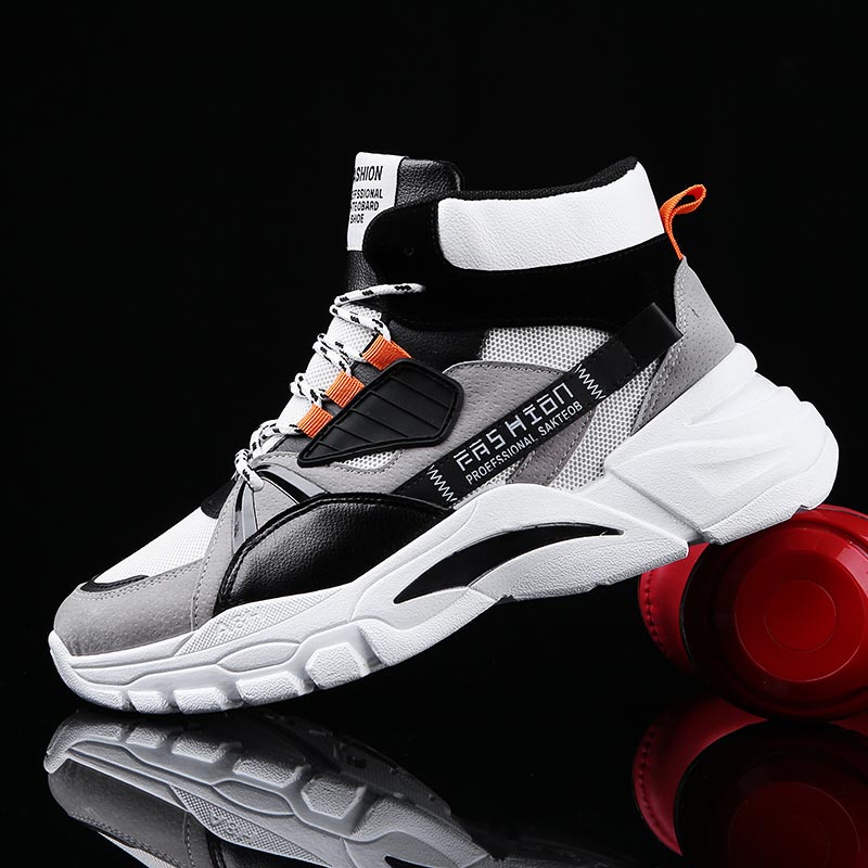Fashion Ethnic Wear For Men - Hightopฤดูร้อนผู้ชายกีฬารองเท้าMan Runningรองเท้าผู้ชายกีฬารองเท้าผู้ชายTop Topรองเท้าผ้าใบบุรุษรองเท้าเทนนิสเดินสีเทาD-421