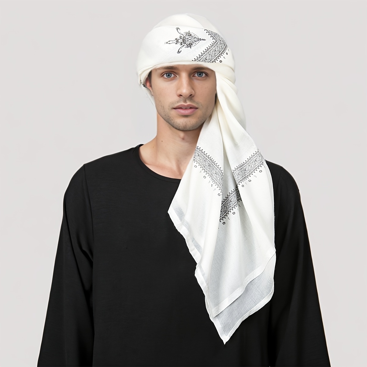 Fashion Ethnic Wear For Men - ผ้าโพกศีรษะผู้ชายลายวินเทจสไตล์ชาติพันธุ์, ผ้าพันคอแบบลำลอง, ผ้าพันคอตกแต่งสำหรับสวมใส่ในชีวิตประจำวัน