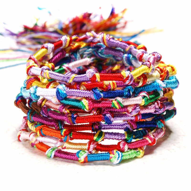 Ethnic Fashion Com - ซื้อจํานวนมากที่มีสีสันสร้อยข้อมือทอสร้อยข้อมือมิตรภาพเชือกปรับได้ Lucky Knots 50 ชิ้น lot