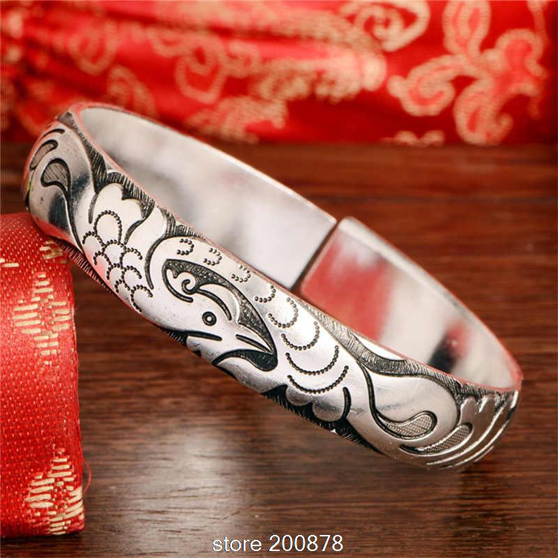 Ethnic Fashion Com - กำไลข้อมือทิเบต ลายเฟนซี โทเท็ม แบบเปิด กำไลข้อมือเครื่องรางชาติพันธุ์เมี่ยว รุ่น