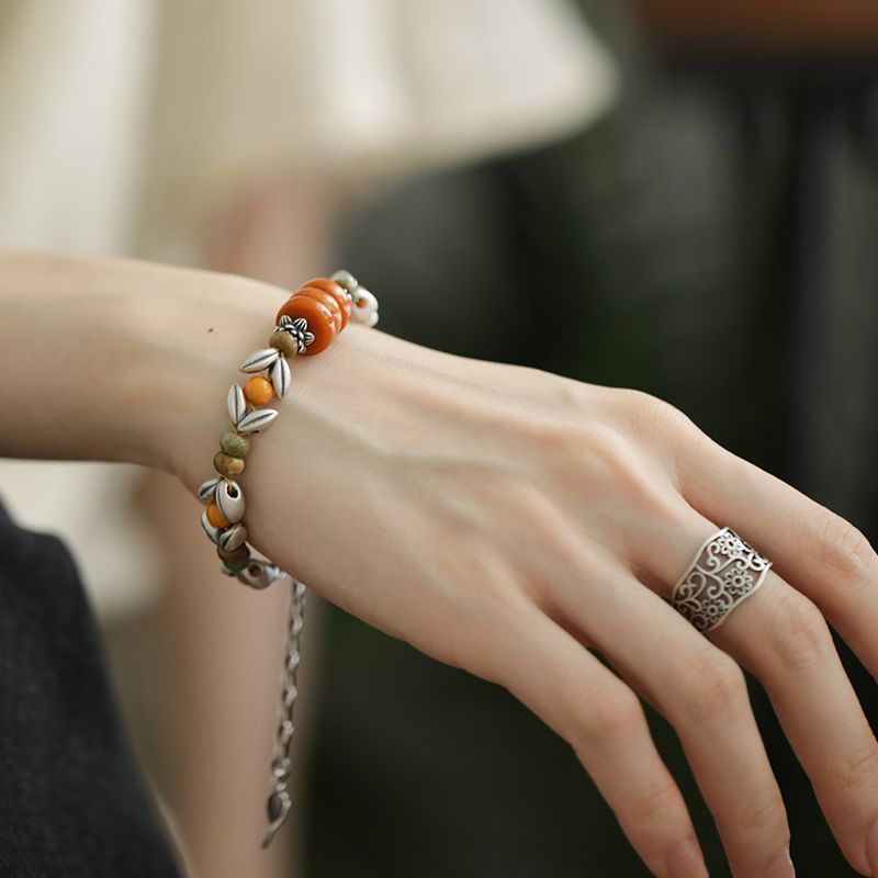 สร้อยข้อมือลูกปัดทรงกลมสีเหลือ - Ethnic Wear Fashion Designer บทวิจารณ์และราคา