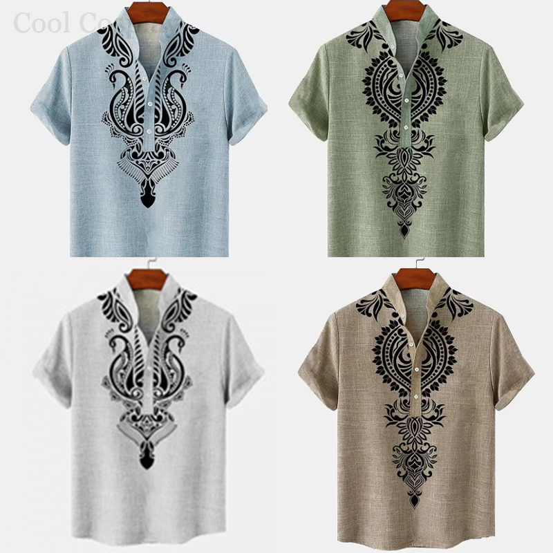 เสื้อเชิ้ตเฮนลีย์สไตล์เรโทรสำห - Ethnic Fashion Men บทวิจารณ์และราคา