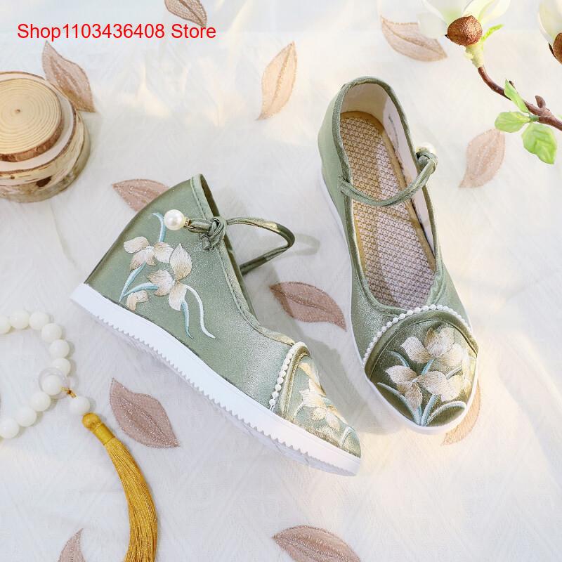 รองเท้าผ้าเสริมส้นหนาแบบใหม่ น - Ethnic Style บทวิจารณ์และราคา