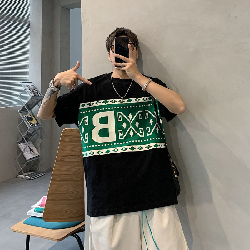 เสื้อยืดแขนสั้นผู้ชายไซส์ใหญ่  - Ethnic Fashion Instagram บทวิจารณ์และราคา