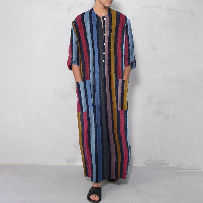 เสื้อเชิ้ตชายลายทางยาวพิมพ์ลาย - Ethnic Wear Fashion Designer บทวิจารณ์และราคา