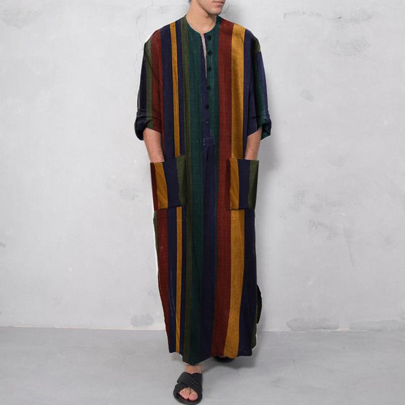 เสื้อเชิ้ตชายลายทางยาวพิมพ์ลาย - Ethnic Wear Fashion Designer บทวิจารณ์และราคา
