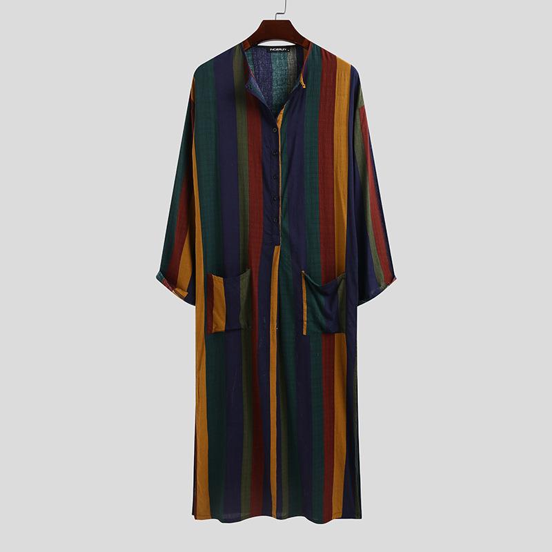 เสื้อเชิ้ตชายลายทางยาวพิมพ์ลาย - Ethnic Wear Fashion Designer บทวิจารณ์และราคา