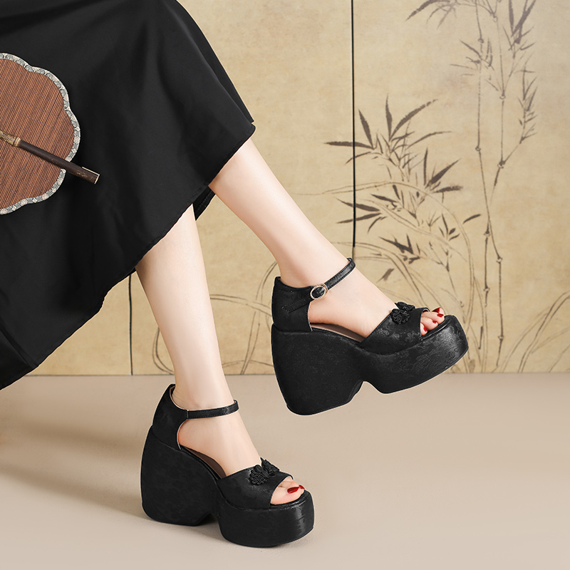 รองเท้าส้นสูงผู้หญิงแบบเปิดนิ้ - Ethnic Style บทวิจารณ์และราคา