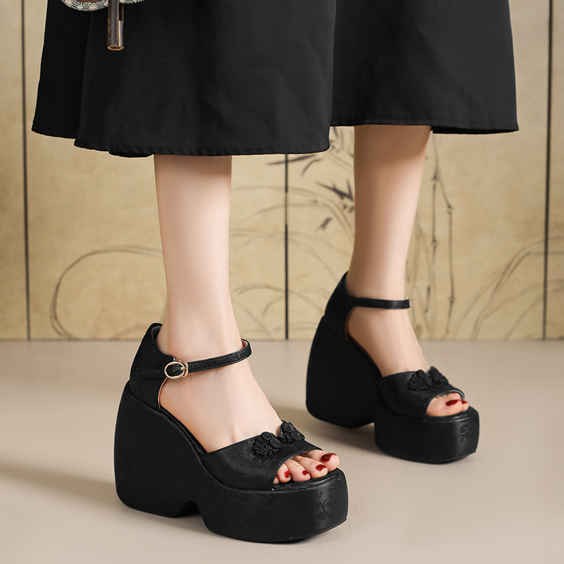รองเท้าส้นสูงผู้หญิงแบบเปิดนิ้ - Ethnic Style บทวิจารณ์และราคา
