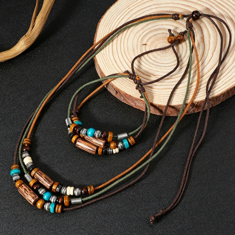 ชุดเครื่องประดับเชือกหนังเทียม - Fashion Ethnic Wear For Men บทวิจารณ์และราคา