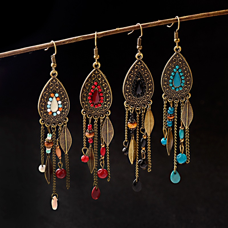Tophanqi ต่างหูหยดน้ำสีบรอนซ์ส - Ethnic Indian Fashion บทวิจารณ์และราคา